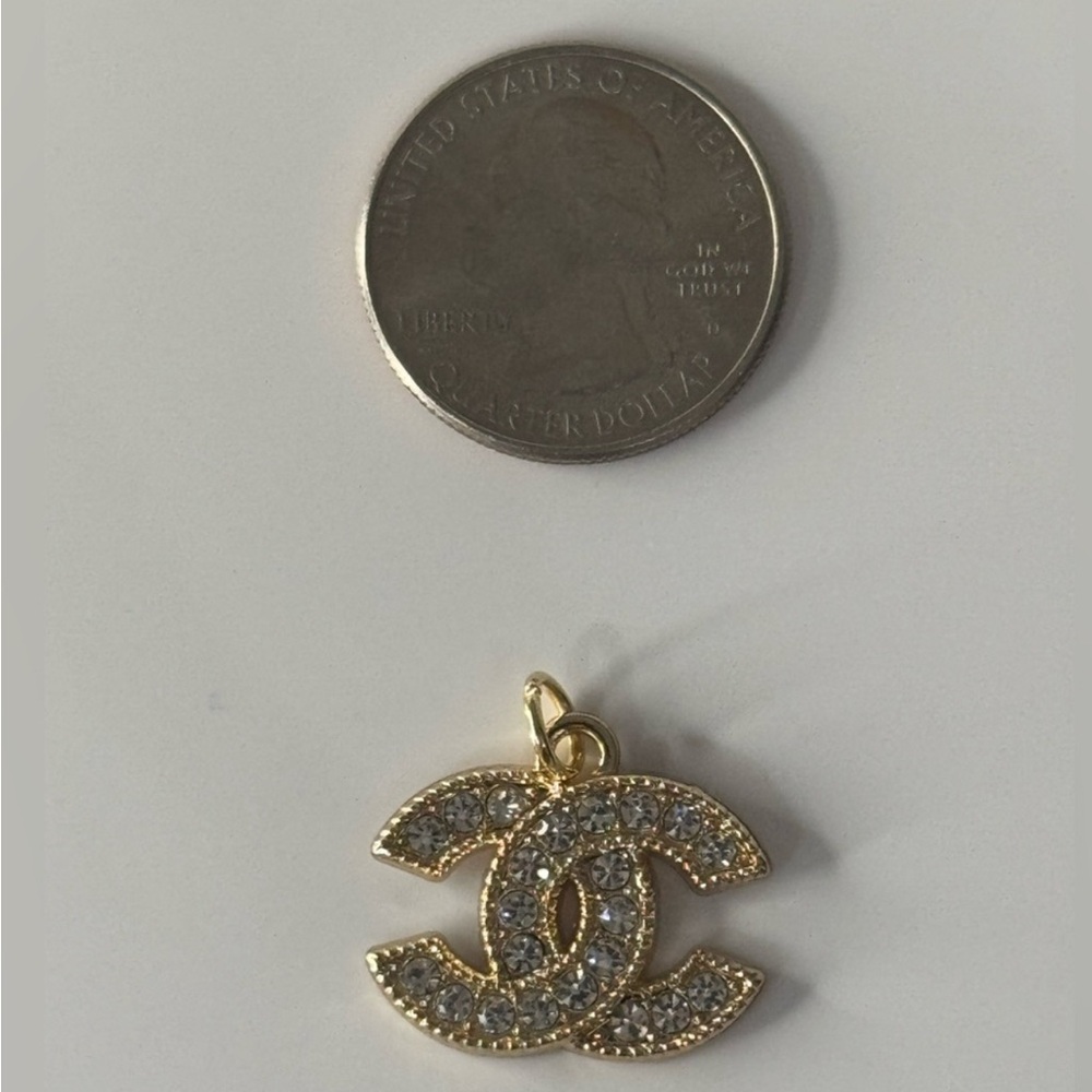 CHANEL Gold Brooch with Silver Crystals - Picture 3 of 4